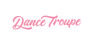 "Stylized text: Dance Troupe in pink."
